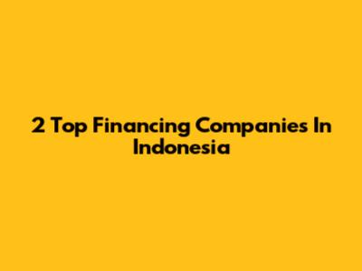 2 Top Financing Companies In Indonesia