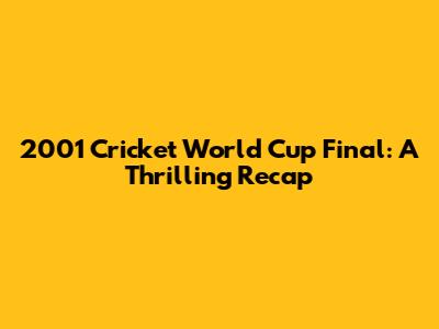 2001 Cricket World Cup Final: A Thrilling Recap