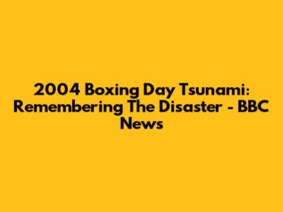 2004 Boxing Day Tsunami: Remembering The Disaster - BBC News