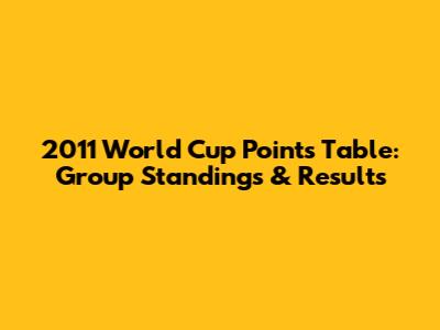 2011 World Cup Points Table: Group Standings & Results