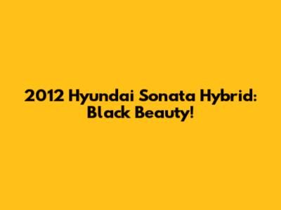 2012 Hyundai Sonata Hybrid: Black Beauty!