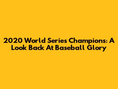 2020 World Series Champions: A Look Back At Baseball Glory