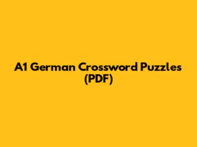 A1 German Crossword Puzzles (PDF)