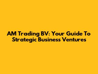 AM Trading BV: Your Guide To Strategic Business Ventures