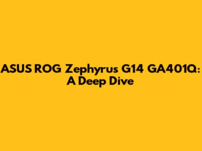 ASUS ROG Zephyrus G14 GA401Q: A Deep Dive