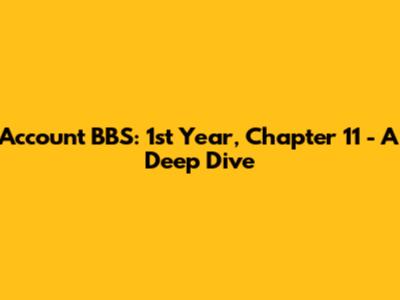 Account BBS: 1st Year, Chapter 11 - A Deep Dive