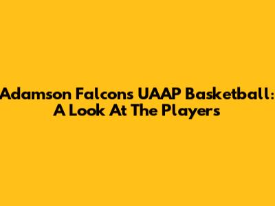 Adamson Falcons UAAP Basketball: A Look At The Players