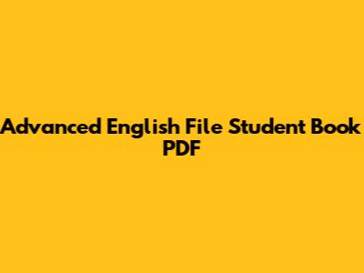 Advanced English File Student Book PDF