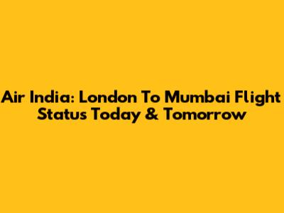 Air India: London To Mumbai Flight Status Today & Tomorrow