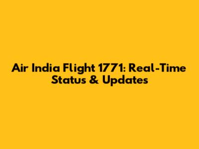 Air India Flight 1771: Real-Time Status & Updates