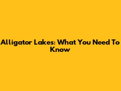 Alligator Lakes: What You Need To Know