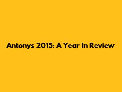 Antony's 2015: A Year In Review
