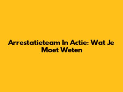 Arrestatieteam In Actie: Wat Je Moet Weten