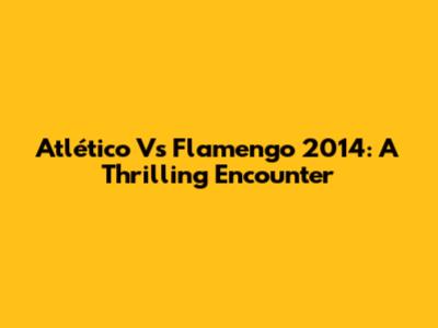 Atlético Vs Flamengo 2014: A Thrilling Encounter
