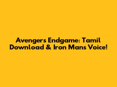 Avengers Endgame: Tamil Download & Iron Man's Voice!