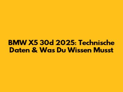 BMW X5 30d 2025: Technische Daten & Was Du Wissen Musst