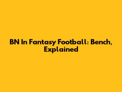 BN In Fantasy Football: Bench, Explained