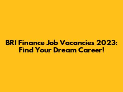 BRI Finance Job Vacancies 2023: Find Your Dream Career!
