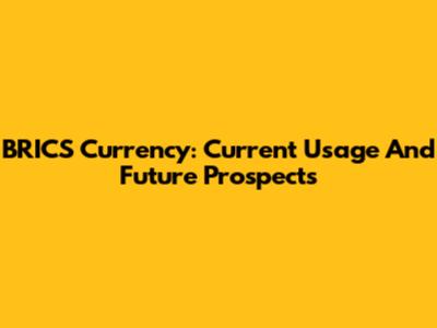 BRICS Currency: Current Usage And Future Prospects