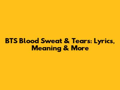 BTS Blood Sweat & Tears: Lyrics, Meaning & More