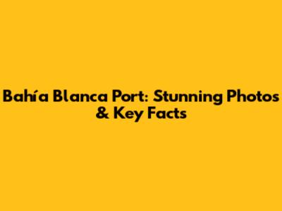 Bahía Blanca Port: Stunning Photos & Key Facts