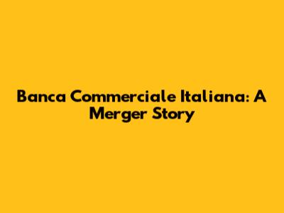 Banca Commerciale Italiana: A Merger Story