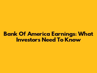 Bank Of America Earnings: What Investors Need To Know