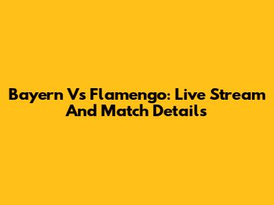 Bayern Vs Flamengo: Live Stream And Match Details