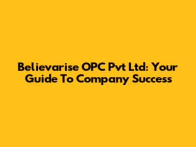 Believarise OPC Pvt Ltd: Your Guide To Company Success