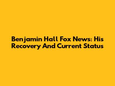 Benjamin Hall Fox News: His Recovery And Current Status