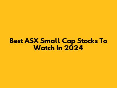 Best ASX Small Cap Stocks To Watch In 2024
