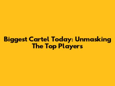 Biggest Cartel Today: Unmasking The Top Players