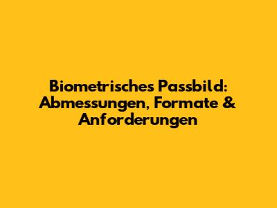 Biometrisches Passbild: Abmessungen, Formate & Anforderungen