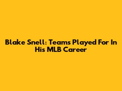 Blake Snell: Teams Played For In His MLB Career