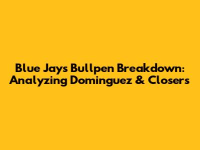 Blue Jays Bullpen Breakdown: Analyzing Dominguez & Closers