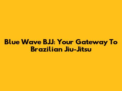 Blue Wave BJJ: Your Gateway To Brazilian Jiu-Jitsu