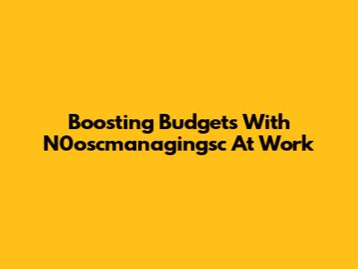 Boosting Budgets With N0oscmanagingsc At Work