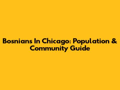 Bosnians In Chicago: Population & Community Guide