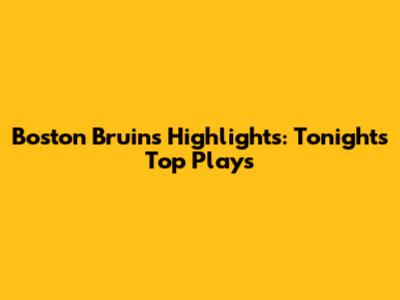 Boston Bruins Highlights: Tonight's Top Plays