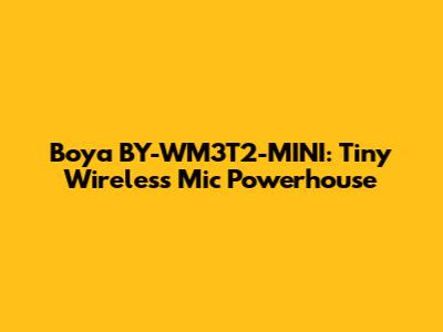 Boya BY-WM3T2-MINI: Tiny Wireless Mic Powerhouse