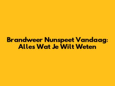 Brandweer Nunspeet Vandaag: Alles Wat Je Wilt Weten