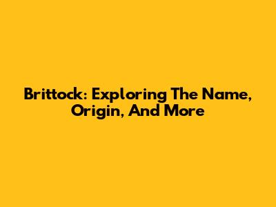 Brittock: Exploring The Name, Origin, And More