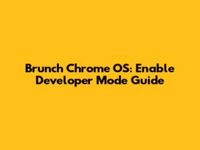 Brunch Chrome OS: Enable Developer Mode Guide