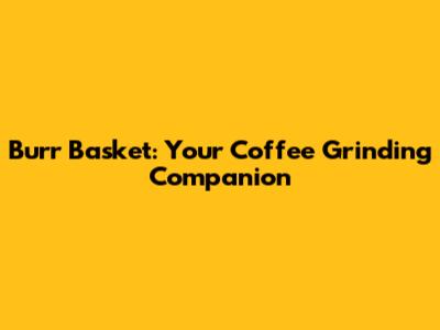 Burr Basket: Your Coffee Grinding Companion