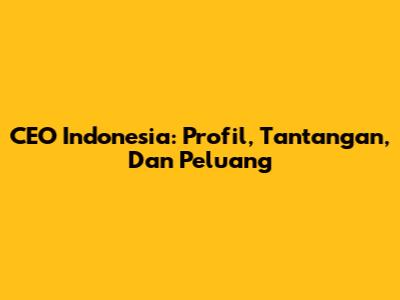 CEO Indonesia: Profil, Tantangan, Dan Peluang
