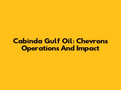 Cabinda Gulf Oil: Chevron's Operations And Impact