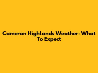 Cameron Highlands Weather: What To Expect