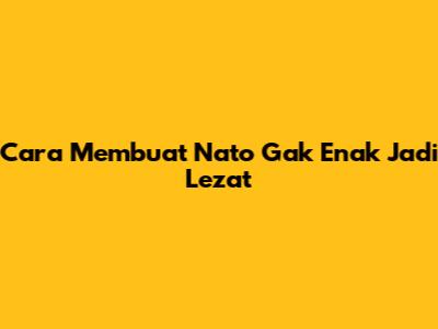 Cara Membuat Nato Gak Enak Jadi Lezat