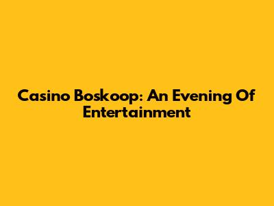 Casino Boskoop: An Evening Of Entertainment