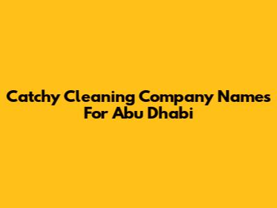 Catchy Cleaning Company Names For Abu Dhabi